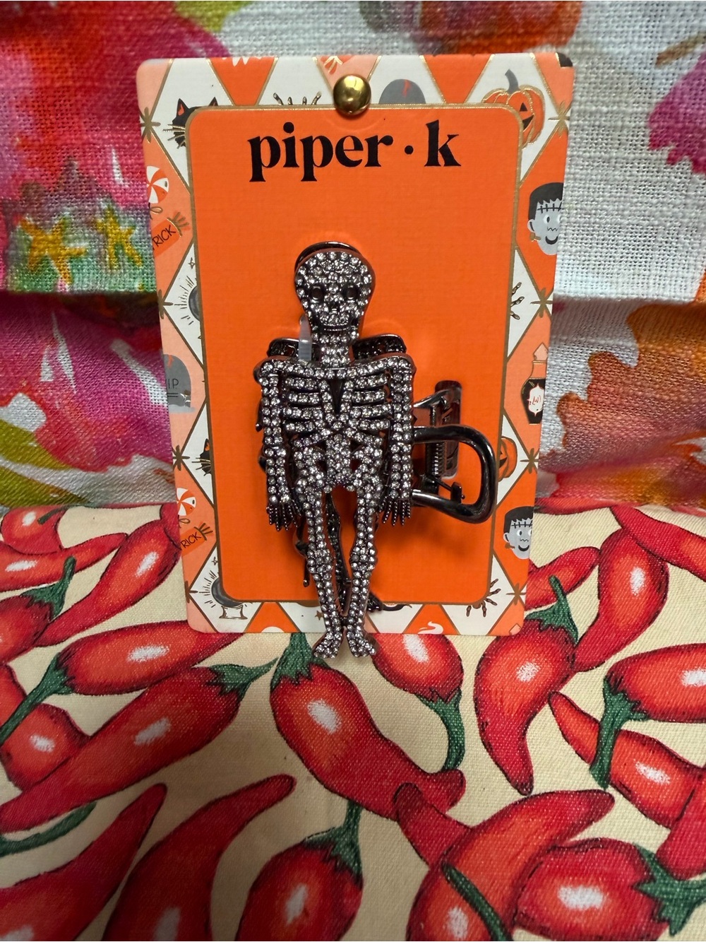 Piper Adorable Halloween Black Crystal Skeleton Hair Clip
